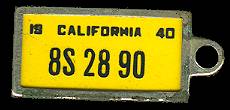 1940 California Tag (front)