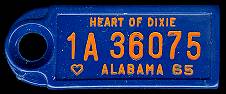 1965 Alabama DAV Tag