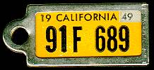 1949 California DAV Tag