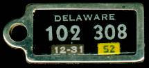 1952 Delaware DAV Tag
