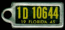 1945 Florida DAV Tag