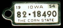 1954 Iowa DAV Tag