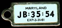 1961 Maryland DAV Tag