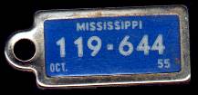 1955 Mississippi DAV Tag