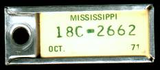 1971 Mississippi DAV Tag