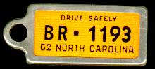 1962 North Carolina DAV Tag