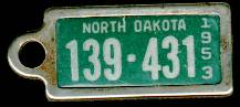 1953 North Dakota DAV Tag
