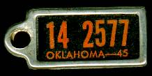 1945 Oklahoma DAV Tag