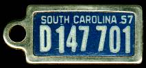 1957 South Carolina DAV Tag