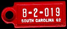 1962 South Carolina DAV Tag