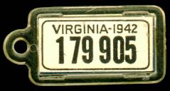 1942 Virginia DAV Tag