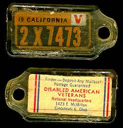 1943 California DAV Tag