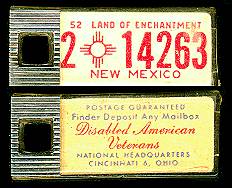 1952 New Mexico DAV Tag